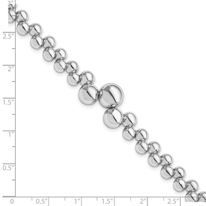 7 Inch Sterling Silver Polished Beaded W/1.5In Ext. Bracelet