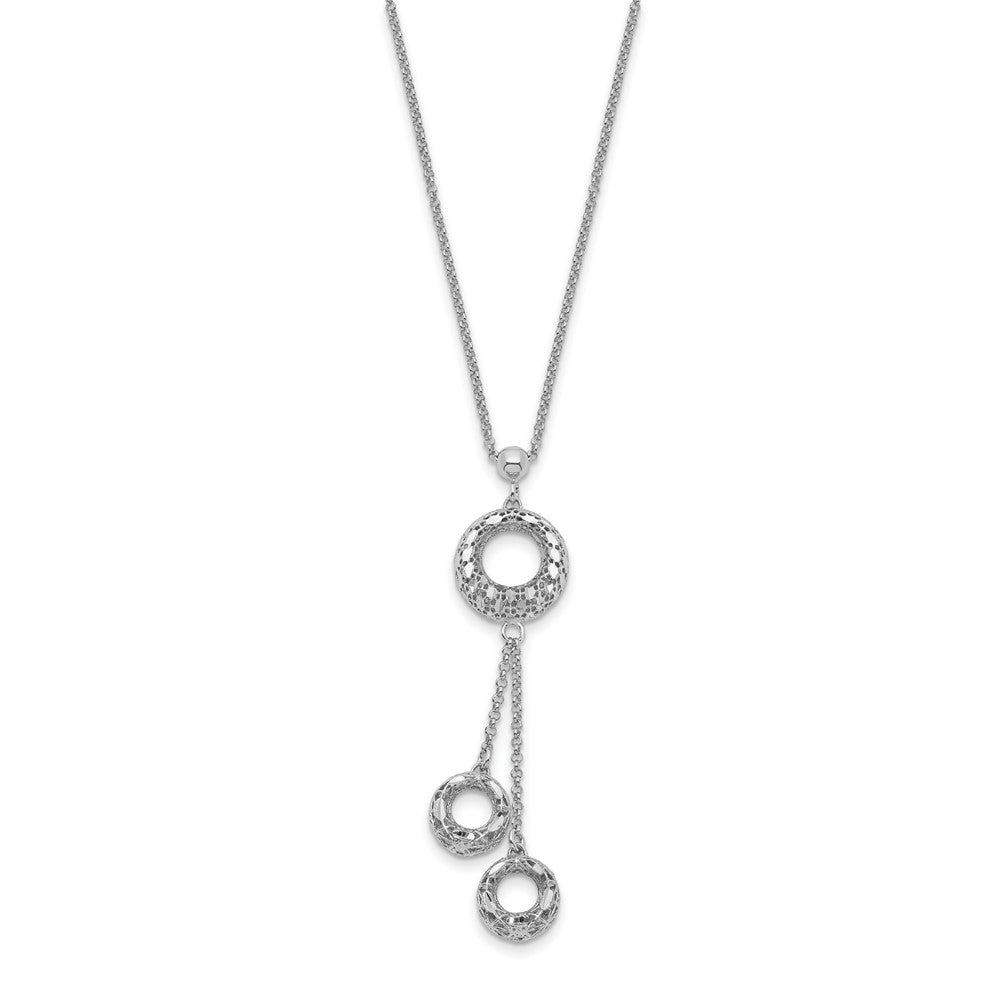 Sterling Silver Polished D/C Circle Dangle Necklace