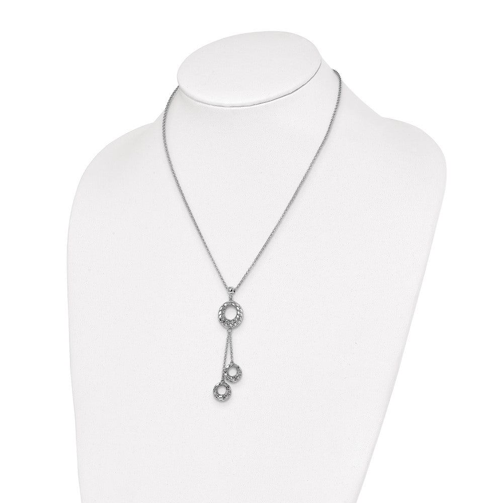 Sterling Silver Polished D/C Circle Dangle Necklace