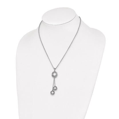Sterling Silver Polished D/C Circle Dangle Necklace