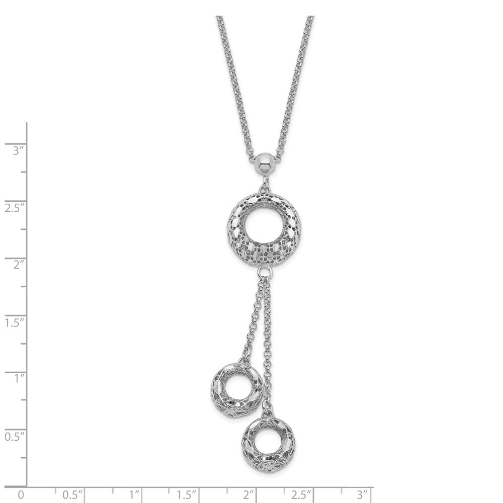 Sterling Silver Polished D/C Circle Dangle Necklace