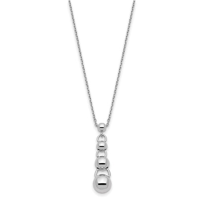 Sterling Silver Polished Dangle Balls W/.75 In Ext. Necklace