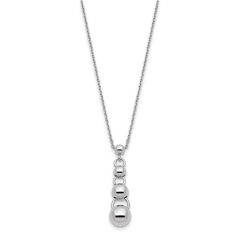 Sterling Silver Polished Dangle Balls W/.75 In Ext. Necklace