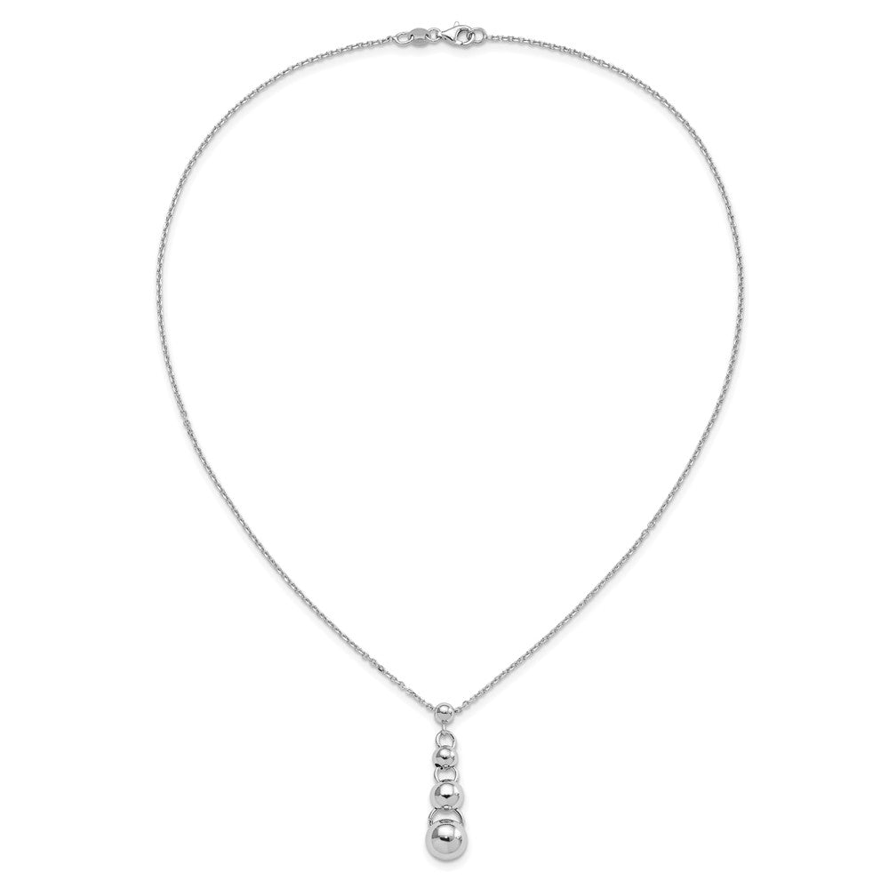 Sterling Silver Polished Dangle Balls W/.75 In Ext. Necklace
