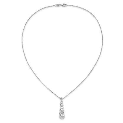 Sterling Silver Polished Dangle Balls W/.75 In Ext. Necklace