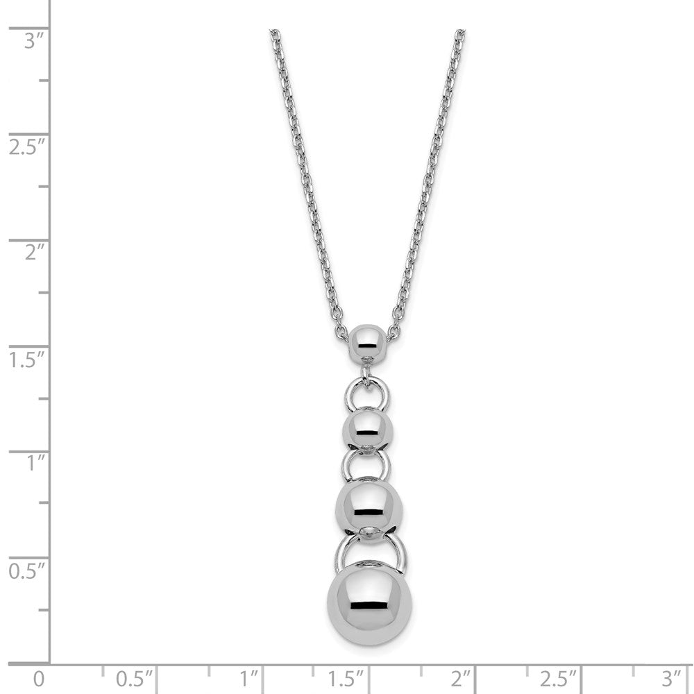 Sterling Silver Polished Dangle Balls W/.75 In Ext. Necklace