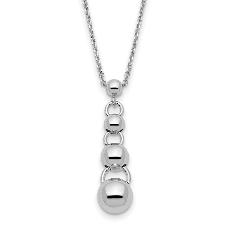 Sterling Silver Polished Dangle Balls W/.75 In Ext. Necklace