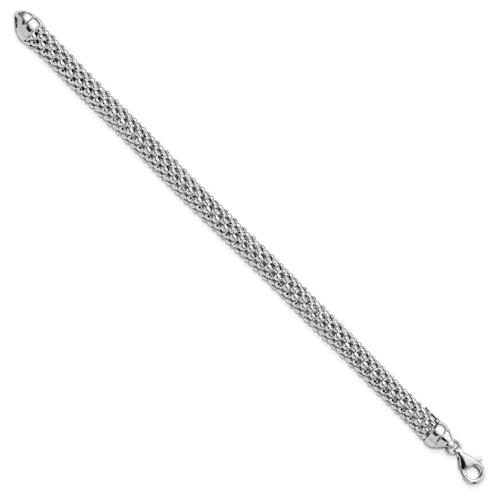 7.5 Inch Sterling Silver Polished Mesh Bracelet