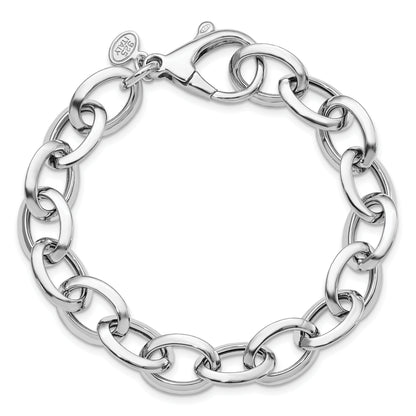 Sterling Silver Rhodium Plated Polished Fancy Link Bracelet