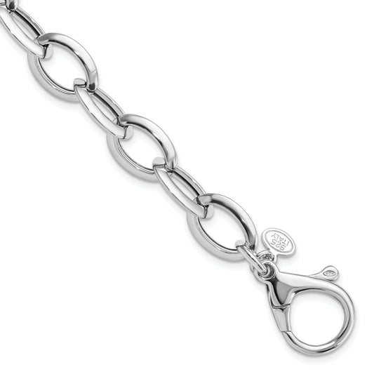 Sterling Silver Rhodium Plated Polished Fancy Link Bracelet