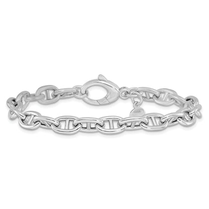 Sterling Silver Rhodium Plated Polished Fancy Link Bracelet
