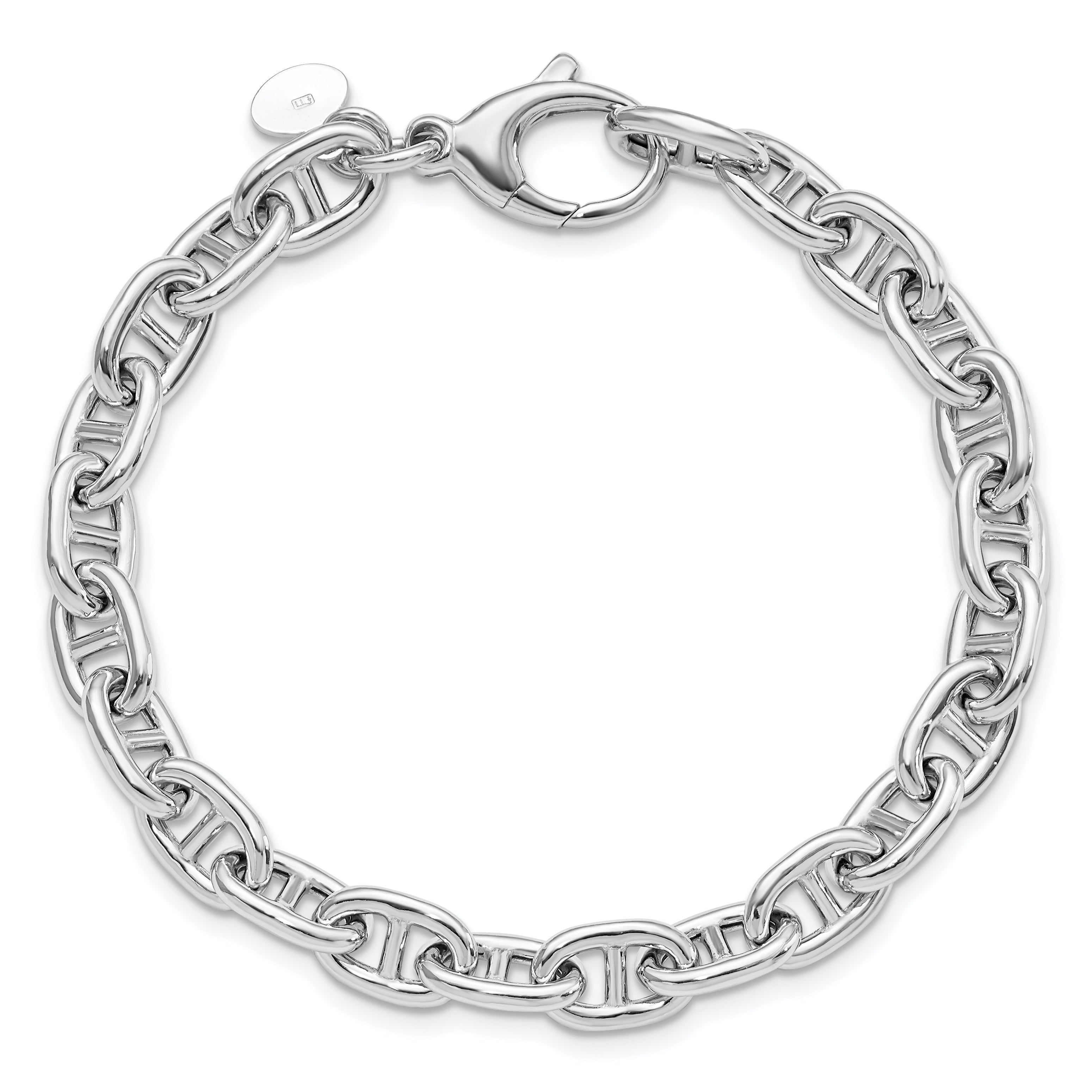 Sterling Silver Rhodium Plated Polished Fancy Link Bracelet