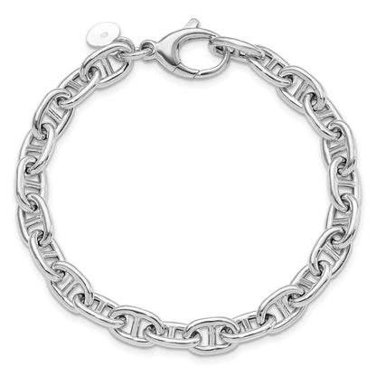 Sterling Silver Rhodium Plated Polished Fancy Link Bracelet
