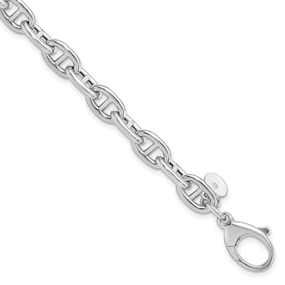 Sterling Silver Rhodium Plated Polished Fancy Link Bracelet