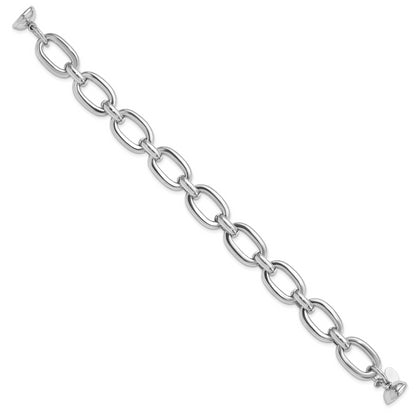 Sterling Silver Rhodium Plated Polished Fancy Link Bracelet