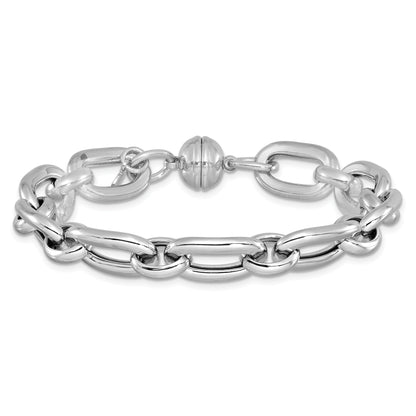 Sterling Silver Rhodium Plated Polished Fancy Link Bracelet