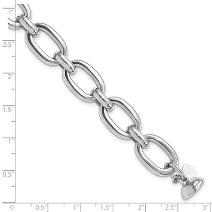 Sterling Silver Rhodium Plated Polished Fancy Link Bracelet