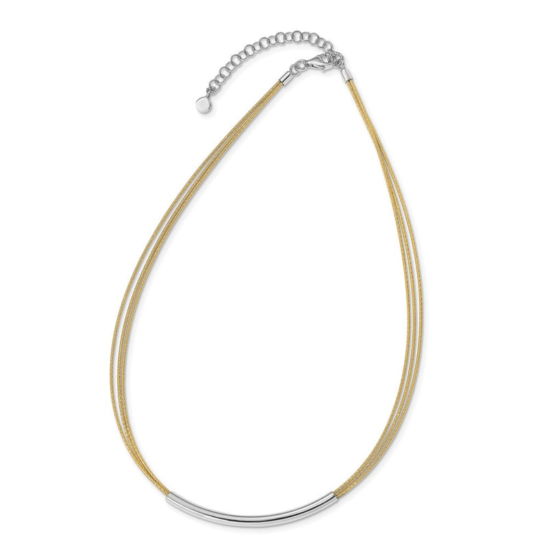 Sterling Silver Gold Plated Rho Bar W/ 2In Necklace