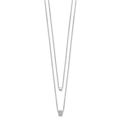 Sterling Silver Rh Plated Cz Multi Strand W/ 2In Necklace