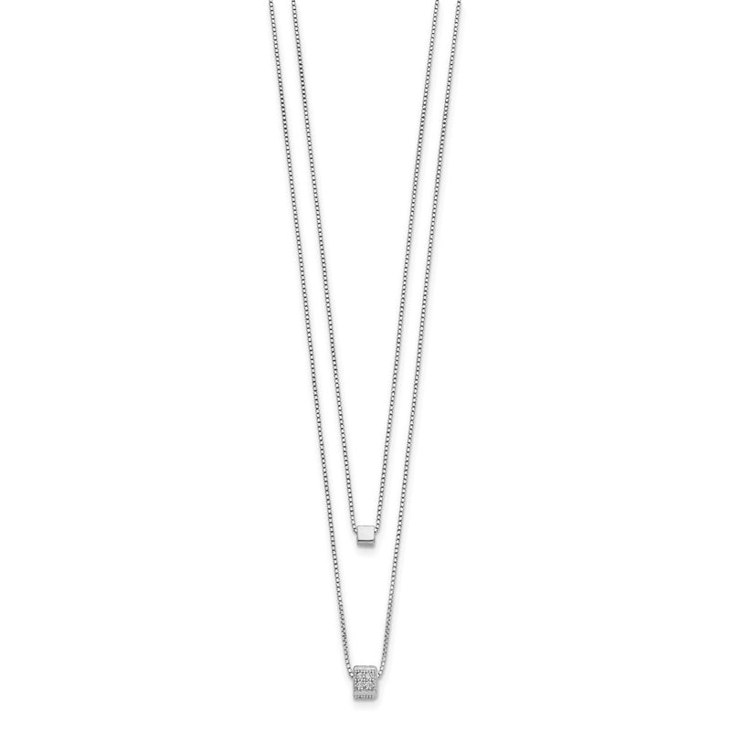Sterling Silver Rh Plated Cz Multi Strand W/ 2In Necklace