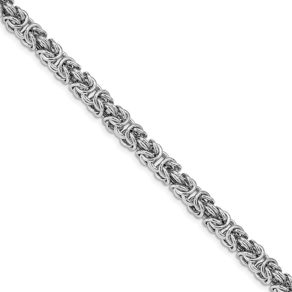 Sterling Silver Rhodium Plated W/ .5In Ext Byzantine Bracelet