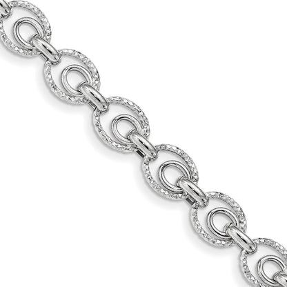 Sterling Silver Rhodium Plated D/C Polished W/ .5In Ext. Bracelet