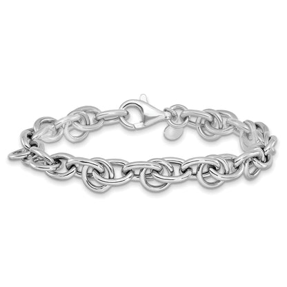Sterling Silver Rhodium Plated Polished Fancy Link Bracelet