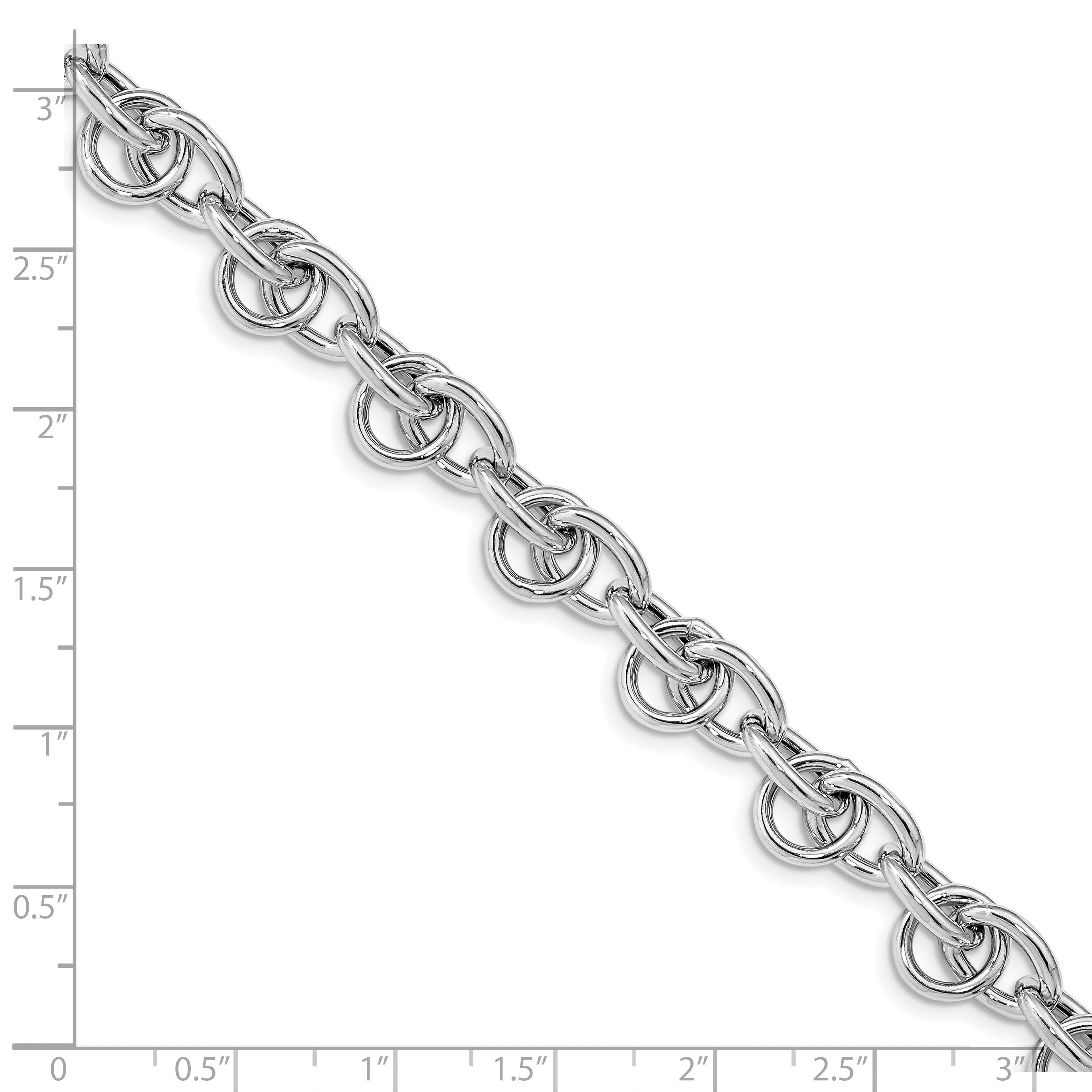 Sterling Silver Rhodium Plated Polished Fancy Link Bracelet