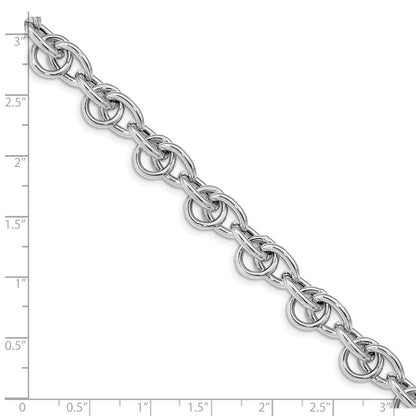 Sterling Silver Rhodium Plated Polished Fancy Link Bracelet
