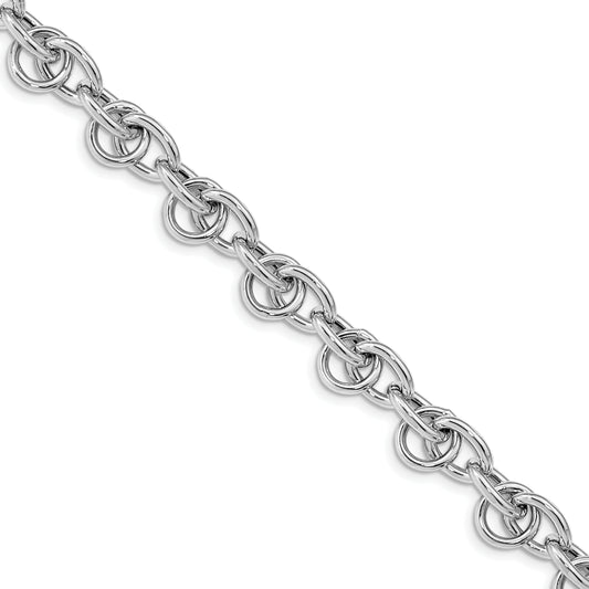 Sterling Silver Rhodium Plated Polished Fancy Link Bracelet