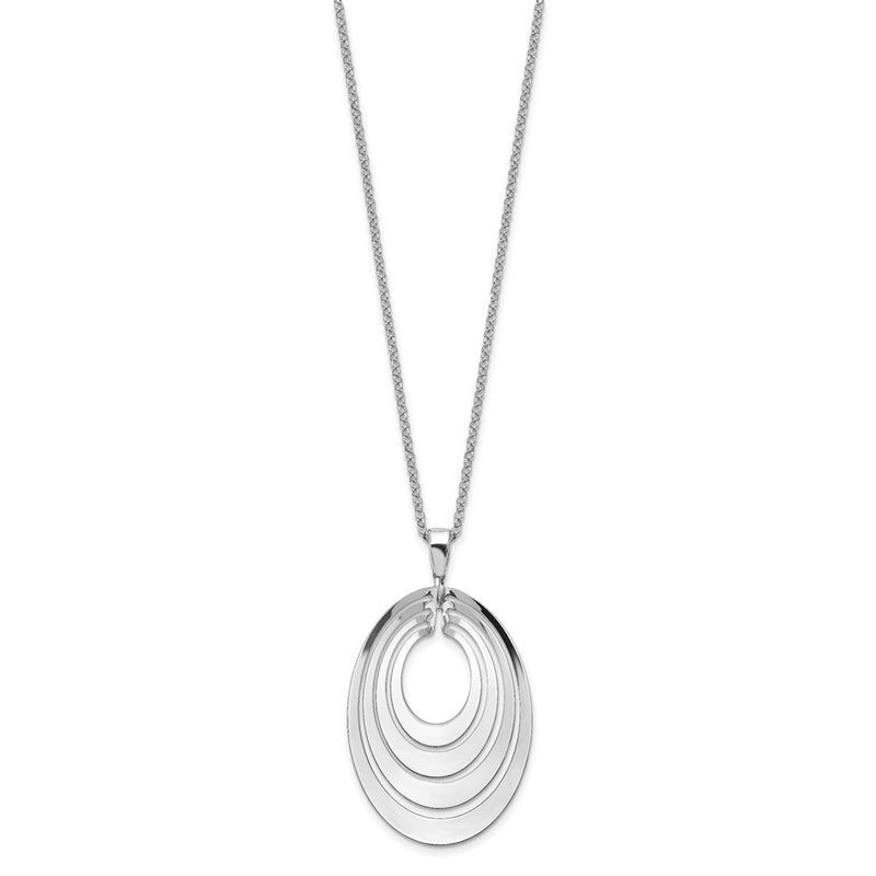 Sterling Silver Rh Plat Polished & Brushed W/ 1.25In Ext. Necklace