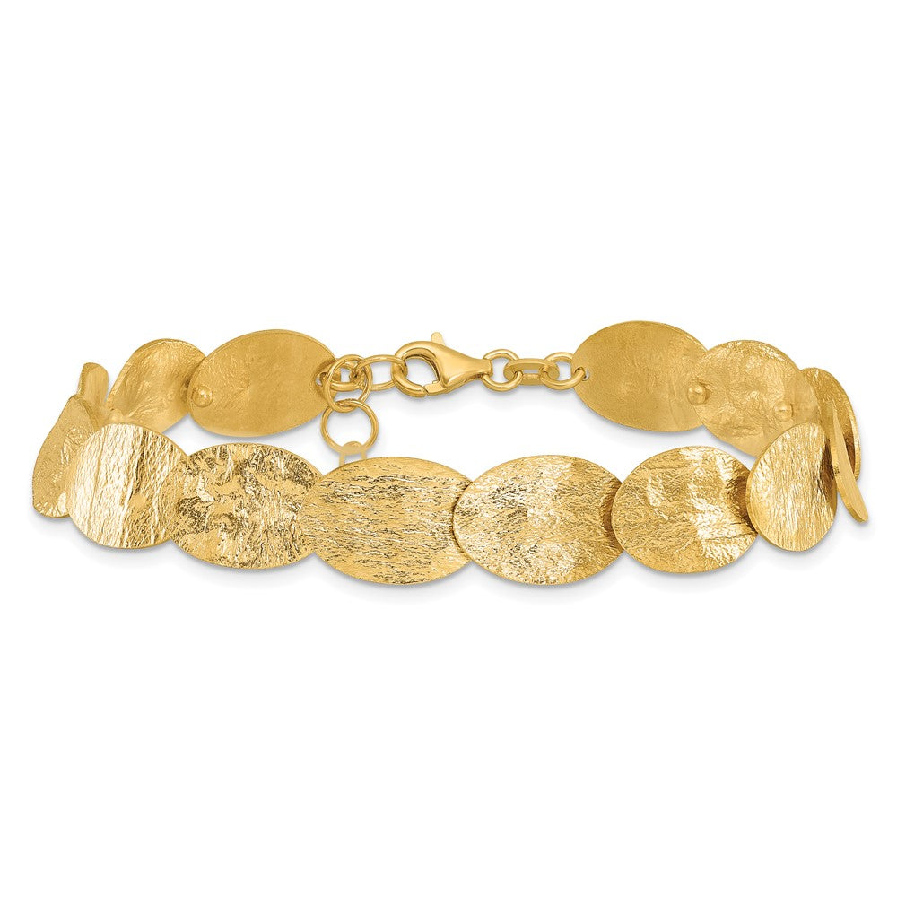 Sterling Silver Gold Tone Textured 2In Ext Bracelet