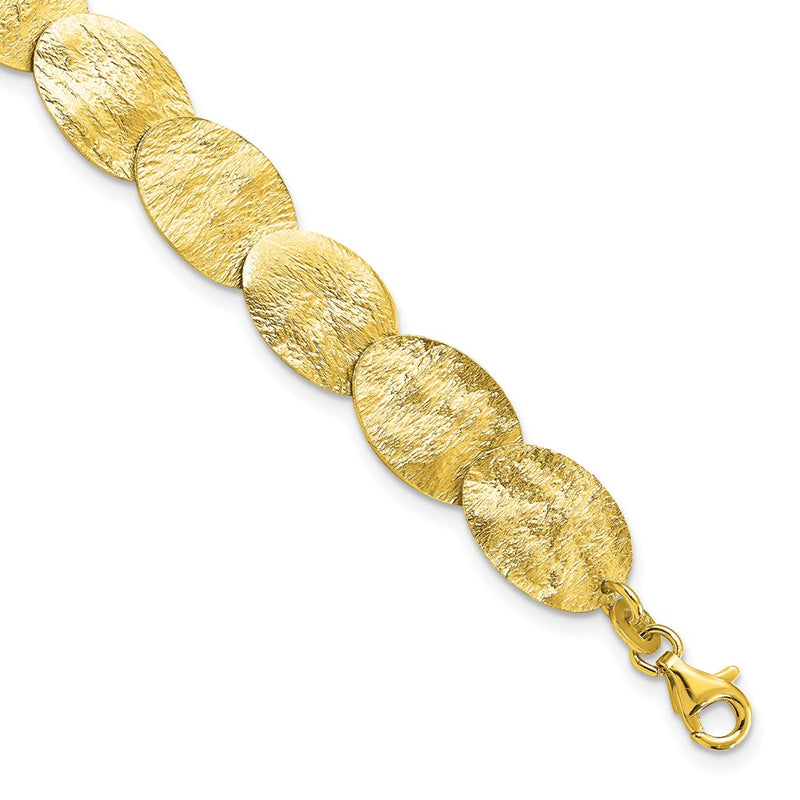 Sterling Silver Gold Tone Textured 2In Ext Bracelet