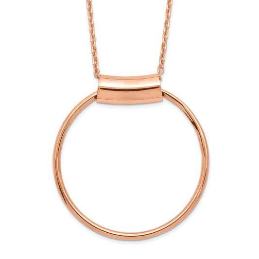 Sterling Silver Rh Plat Rose Tone Polish 1In Ext Necklace