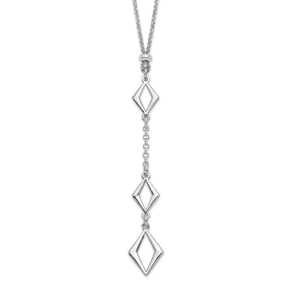 Sterling Silver Rhodium Plated Adj. W/ 1.5In Ext. Necklace