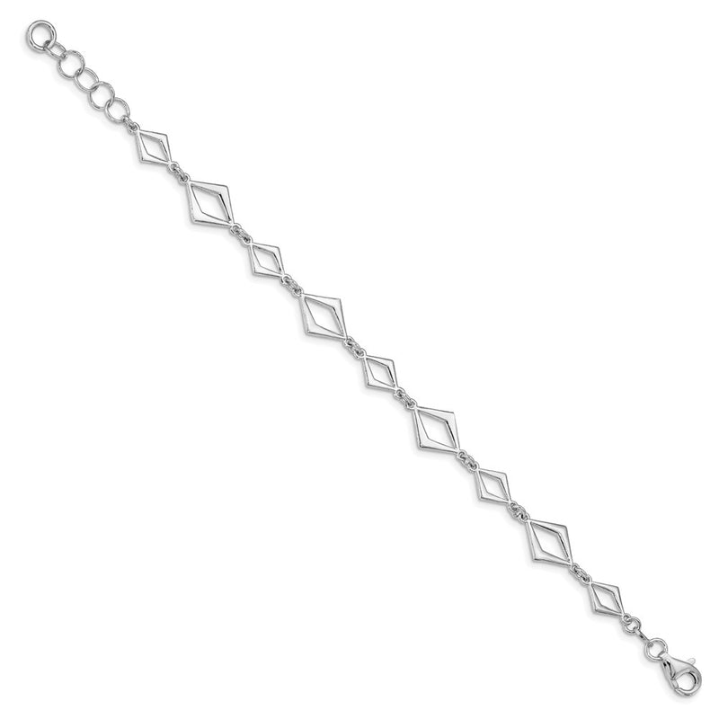 Sterling Silver Rhodium Plated Polished W/ .75In Ext Bracelet