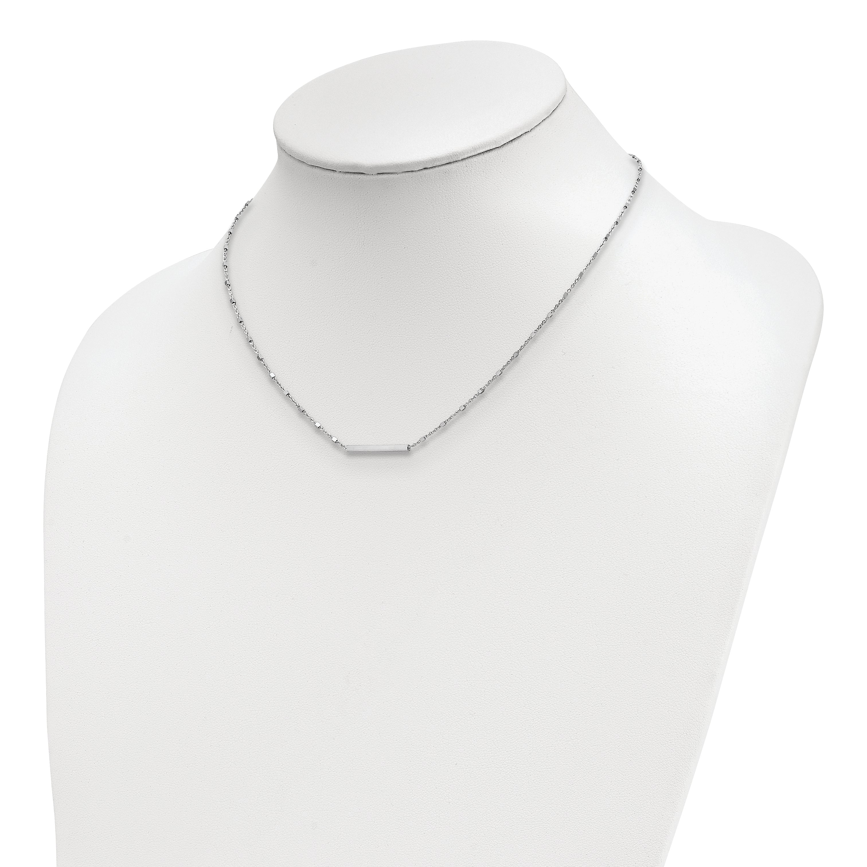 Sterling Silver Rhodium Plated Polished W/ 1.25In Ext. Necklace