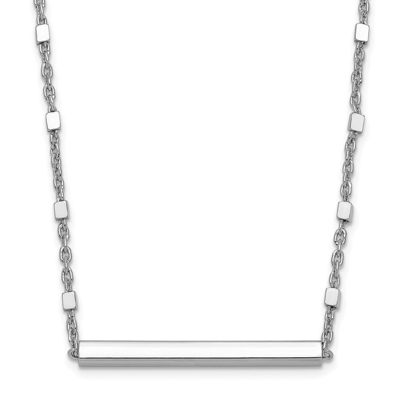 Sterling Silver Rhodium Plated Polished W/ 1.25In Ext. Necklace