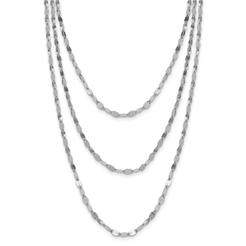 Sterling Silver Rhodium Plated Polished Multi Strand Necklace