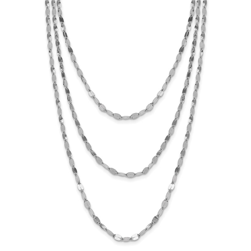 Sterling Silver Rhodium Plated Polished Multi Strand Necklace