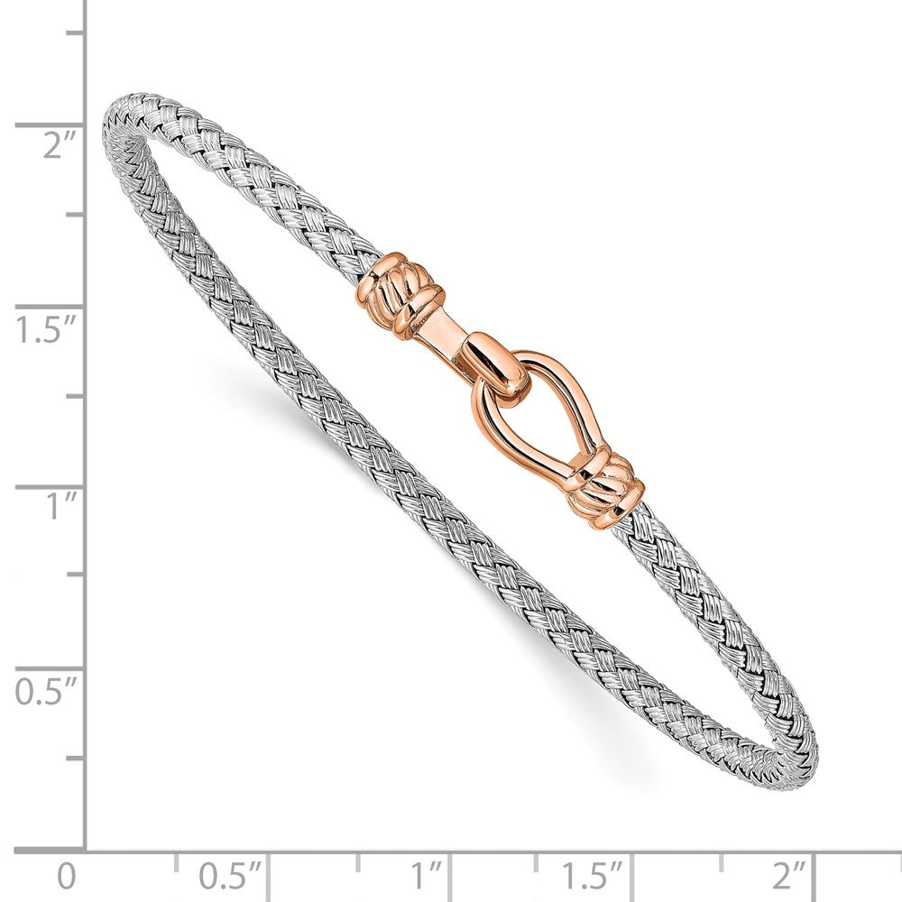 Rose Plated Sterling Silver Rh & Gold Flexible Cuff