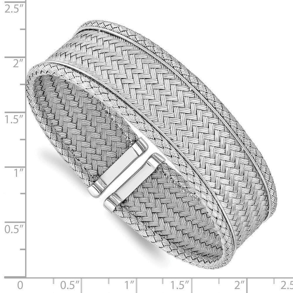 Sterling Silver Rh Plated Polished Flexible Cuff