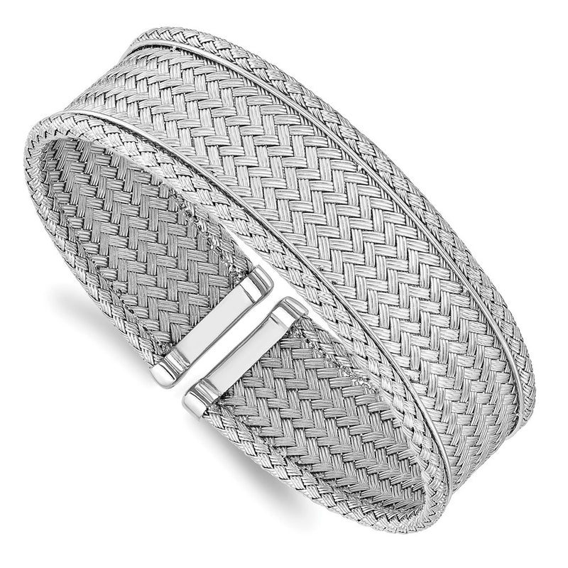 Sterling Silver Rh Plated Polished Flexible Cuff