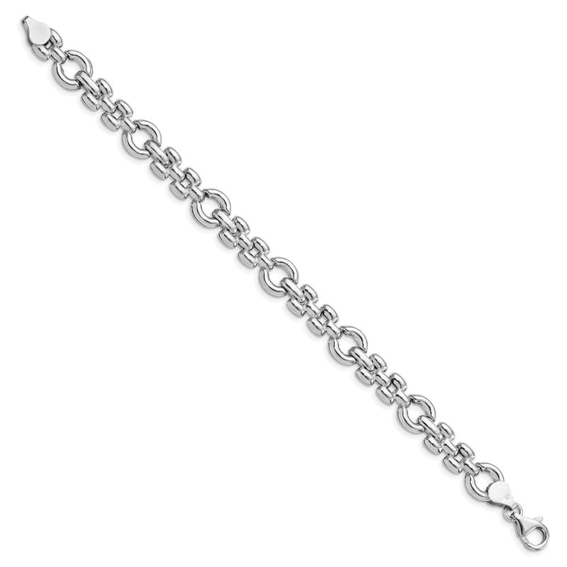 Sterling Silver Rhodium Plated Polished Link Bracelet