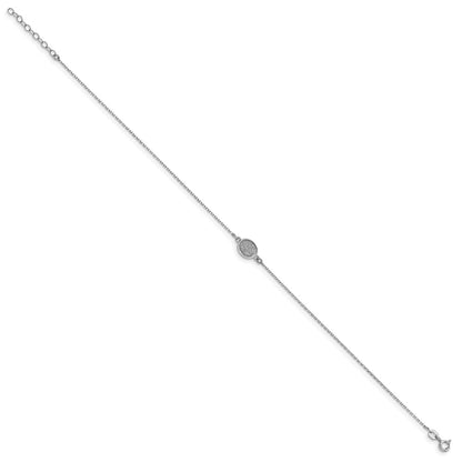 Sterling Silver Rhodium-Plated Glitter-Infused W/ 1in Ext. Anklet