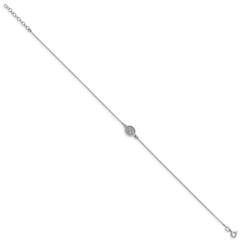 Sterling Silver Rhodium-Plated Glitter-Infused W/ 1in Ext. Anklet