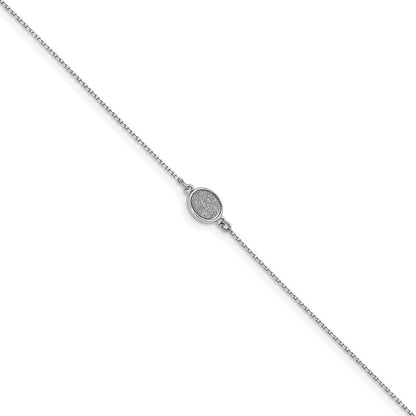 Sterling Silver Rhodium-Plated Glitter-Infused W/ 1in Ext. Anklet