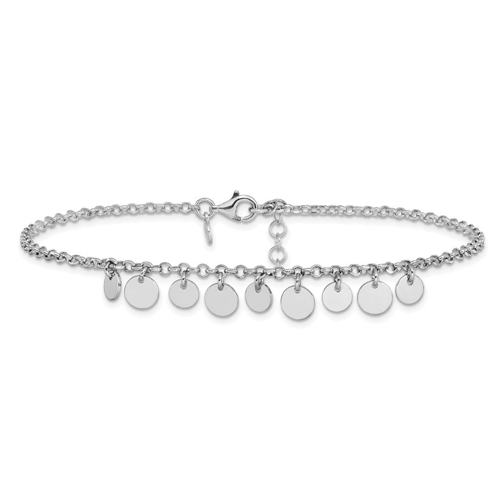Sterling Silver Rhodium-Plated W/ 1.5in Anklet
