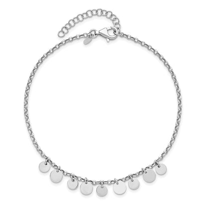 Sterling Silver Rhodium-Plated W/ 1.5in Anklet