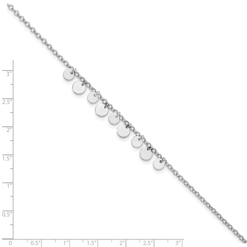 Sterling Silver Rhodium-Plated W/ 1.5in Anklet